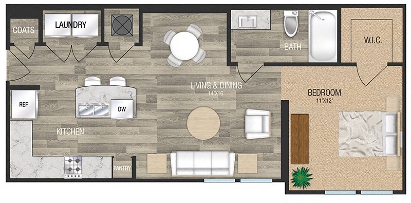 One bedroom floor plan